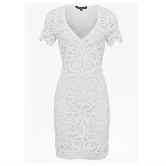 ⬇️ NWOT WHITE MACRAME LACE JERSEY MINI DRESS - Picture 3 of 4